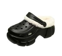 Croc Inserts de doublure de chaussures - Polaire épaisse amovible en peluche épaisse | Couvre-pieds d'hiver chauds pour Crocs et sabots de jardin (noir, 8)
