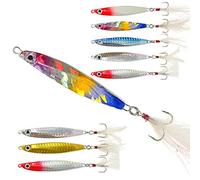 Croch 8 Pièces Jig Leurres de Pêche de Cuillères de Pêche en Métal avec la Plume pour la Truite 23g-31g