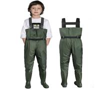 Croch Culotte de Pluie pour Enfants Entièrement Imperméable avec Bottes en Caoutchouc - Idéal pour la Pêche et les Activités de Plein Air, vert, 27W