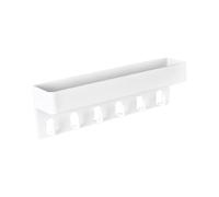 Crochet À Clés Mural - Support Adhésif 30 * 6 * 10 Cm Avec Étagère À Plateau, Support De Courrier Polyvalent En ABS Blanc, 6 Crochets Pour Serviettes, Chapeaux, Lunettes, Rangement Sans Dommage Sans P
