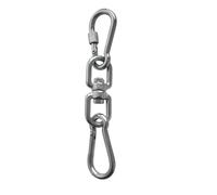 Crochet à œil pivotant à Double extrémité en acier inoxydable 304 et mousqueton de sécurité, mousqueton à ressort, connecteur d'anneau de manille pivotant, lot de 3(M10)