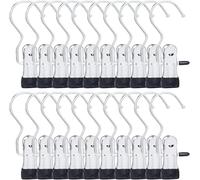 Crochet à Linge 20 Pièces Polyvalents Rotatifs Cintre Pince Portable Botte Clips Antidérapant Épingles à Linge en Métal pour Le Pantalon, Bottes, La Serviette et Les Chaussettes