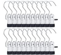 Crochet à Linge 20 Pièces Polyvalents Rotatifs Cintre Pince Portable Botte Clips Antidérapant Épingles à Linge en Métal pour Le Pantalon, Bottes, La Serviette et Les Chaussettes