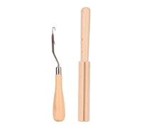 Crochet à loquet courbé professionnel en bois avec poignée de lissage et coupe-fil pour la fabrication de tapis, artisanat, crochet à tricoter, bois de hêtre solide, outil de