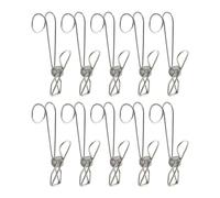 Crochet à pince à longue queue,Clip à longue queue en métal,Pinces à linge coupe-vent Long Tai - Clip en acier inoxydable avec crochets, 10 pièces, poignée forte multifonctionnelle pour cuisines et sa
