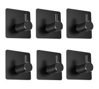 Crochet à Serviette Auto-adhésif - MARQUE - Noir - Acier Inoxydable - Lot de 6 - Charge 7 kg