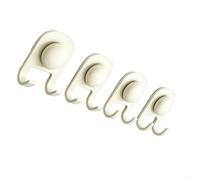 Crochet à ventouse pour carrelage et verre, forte capacité de charge sans | Lot de 4 crochets solides à double tête avec ventouse, organiseurs en acier au carbone pour salle de bain et cuisine