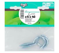 Crochet à vis acier zingué Ø 5 x L 40 mm - Sachet de 3