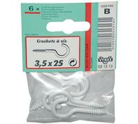 Crochet à vis - VYNEX - 4.5x35 mm - Acier rilsanisé - Lot de 3 crochets