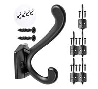 Crochet à visser, 6 pièces, en noir, extérieur 85 x 28 x 27 mm, crochet double avec vis à bois, attache de vestiaire pour porte, salle de bain, cuisine, couloir, bureau, hook métallique DIY
