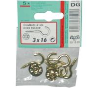 Crochet - acier laitonné avec rosace - 3.5x20 mm