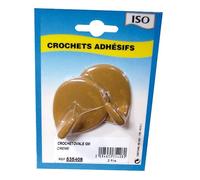 Crochet adhésif grand modèle - ovale - créamique - ivoire - lot de 2