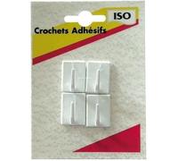 Crochet adhésif mini nylon - lot de 4 - blanc