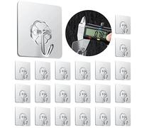 Crochet Adhesif Mural, Lot de 20 Crochets Adhésif Transparent 20kg (Max), Crochet Mural en Acier Inoxydable Pour Suspendre les clés,les bouchons,les ustensiles de cuisine,les serviettes et plus encore