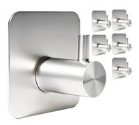 Crochet Adhesif Mural Salle De Bain,6 Pièces,Accroche Serviette Sans Percage de Porte Cuisine,Manteau Adhésif,Crochets Adhésifs,Support Pour Torchon,Patère Murale,Torchons Muraux,Peignoir(Argent)