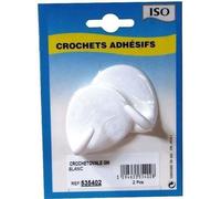 Crochet adhésif ovale céramique - grand modèle - lot de 2 - blanc