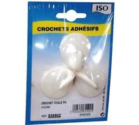 Crochet adhésif ovale céramique - petit modèle - lot de 3 - ivoire