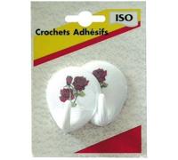 Crochet adhésif ovale plastique - lot de 2 - décor