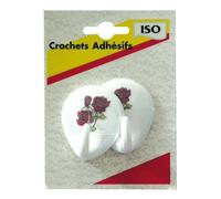 Crochet adhésif rose - ovale - blanc - lot de 2