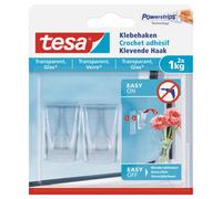 Crochet adhésif TESA pour surfaces transparentes et verre 1 kg, 2 pièces