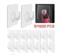 Crochet Auto-Adhésif Transparent pour Porte et Mur, Article Type RapLoad T1, pour Enfant, pour Serviette de Cuisine, Clé T1, 5/10/20 Pièces 10 PCS