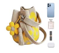 Crochet Bag, Flower , Boho Shoulder 25x10x22cm blue, purple, green, yellow