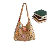 Crochet Bags for Women - Floral Knit Beach Handbag, Handmade Boho Flower Tote, Stylish Shoulder Purse | Fashion Carrying Accessory for dating commuting vacation festival travel use