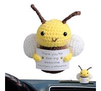 Crochet Bee Plush - Douée de support de cornichon positive drôle, jouet en peluche mariné en tricot mignon | Décor de au crochet à la main pour les femmes, les hommes, les amis, l'ornement de b