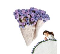 Crochet Blanket Kit - Handmade Throw Blanket, Soft Chunky Set | Floral Rug Machine Washable Home Decor, Beginner Adult Knitting Crafting Activity With Easy Yarn Needle Instruction