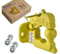 Crochet Boule attelage 3500Kg Mixte 2 Trous Jaune, Chape D’attelage 3T5 Boule diam 50mm, entraxe perçage 90mm, pour Anneaux 68 ou 76 mm. Livré avec visserie. Vendeur en France