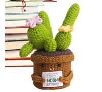 CROCHET CACTUS - 17 cm art à la main, jardin zen de bureau, soulagement du stress thérapeutique | Décor de maison Amigurumi avec base pondérée, artisanat de la pleine conscience pour affichage d'étagè