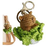 Crochet Capybara Keychain - Porte-clés animal mignon pour clés de voiture | Capybara en fil fait à la main, porte-clés Capybara de dessin animé avec vêtements, adorable accessoire de clé pour
