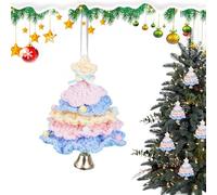Crochet Christmas Ornaments - Yarn Christmas Tree | Crocheting Christmâs Tree Pendant with Bell | Decorative Holiday Props, Table Centerpiece for Living Room Bedroom Windowsill Mantelpiece