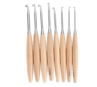 Crochet Crochet Ensemble d'aiguille en acier inoxydable Gandoue en bois ergonomique confortable Grip Triper outils pour métier de tricot en bois de tricot 8pcs 3,0 mm à 6,5 mm