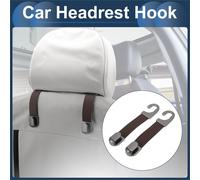 Crochet D'Appuie-Tête De Siège De Voiture Accessoires Intérieur Pour La Plupart Voitures, Suv, Camions crochetts Organisation Siège Voiture En Simili Cuir Métal Marron 6.69"X1.18"