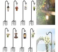 Crochet De Berger,Crochets De Berger Pour Jardin ,Berger Avec Crochets ,8pcs 120cm, Hauteur Réglable Résistants à la Rouille Crochet pour suspendre des plantes, Lanterne pour Mangeoire à Oiseaux