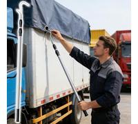 Crochet de bêtette de camion en acier inoxydable avec poignée antidérapante, Rod de traction de grenier extensible, Retriever de charge multifonctionnel(Black,400cm(157in))