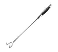 Crochet de Boucher en Acier Inoxydable, Retourneur D'aliments | Outil Argenté, Bois et Acier, pour Préparation Culinaire, Camping, Barbecue, Fumoir, Prise Pratique