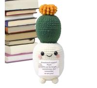 Crochet de cactus positif fait à la main - Adorables plantes succulentes pour émotionnels - Ornements amusants en crochet en pot, poupée de vie émotionnelle positive pour chambre, bureau, bureau