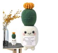 Crochet de cactus positif fait à la main, support émotionnel au crochet | succulentes en pot au crochet mignonnes,Ornements drôles en pot de cactus au crochet, de vie émotionnelle