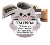 Crochet de chat positif - Support émotionnel au crochet chat, rappels de chat fait à la main avec message | Compteurs de panier de Pâques, anniversaire, Saint-Valentin, collègues de travail