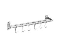 Crochet de cuisine pratique et peu encombrant - Accès facile aux ustensiles - Facile à installer - Acier inoxydable - Double pôle + 40 cm + 6