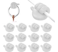 Crochet de Geste Créatif Pouce Vers le Haut,12 Pcs Intéressant Blanc Crochet Mural en Silicone pour Pouce Crochet de Pouce Autocollant en Silicone Câble Organisateur Cuisine Salle de Bain Bureau