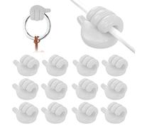 Crochet de Geste Créatif Pouce Vers le Haut, 12 Pcs Intéressant Blanc Crochet Mural en Silicone pour Pouce Crochet de Pouce Autocollant en Silicone Câble Organisateur Cuisine Salle de Bain Bureau