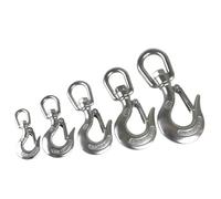 Crochet de levage à chaîne pivotant en acier inoxydable 316 de qualité marine for charges lourdes de 0,15 à 1,5 T avec loquet(Marine Stainless 316,350KGS)