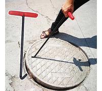 Crochet de levage de regard en acier inoxydable, outil d'ouverture de couvercle de drain portable, 63 cm, lève-porte à enroulement e couvercle de regard résistante pour un levage et un accès f