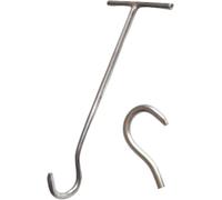 Crochet de levage en acier inoxydable de 91 cm (36 po) pour regards d'irrigation, égouts pluviaux et rehausses de fosses septiques - Outil de couvercle de regard en T avec coude en U pour un
