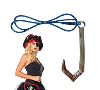 Crochet de pirate avec corde - Jouet de pirate réaliste avec corde bleue - Costume de crochet décoratif - Jouet d'habillage vivant et multifonctionnel pour fêtes de Pâques, fêtes à thème, famille