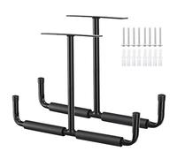 Crochet de plafond pour garage en caoutchouc, set de 2 crochets pour pneus de voiture en acier noir à double pointe de 20 cm, support de plafond pour échelle et équipements sportifs comme ski, planche