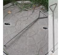 Crochet de Plaque d'égout, Outil de Levage Portable en Acier Inoxydable de 70 cm pour plaques de compteurs d'eau et couvercles de Jardin - Lève-plaques d'égout léger et maniable